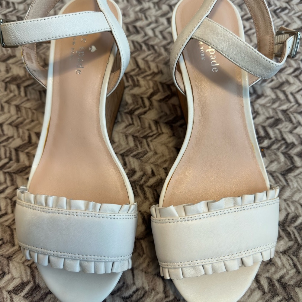 Kate Spade Cream Wedge Sandals